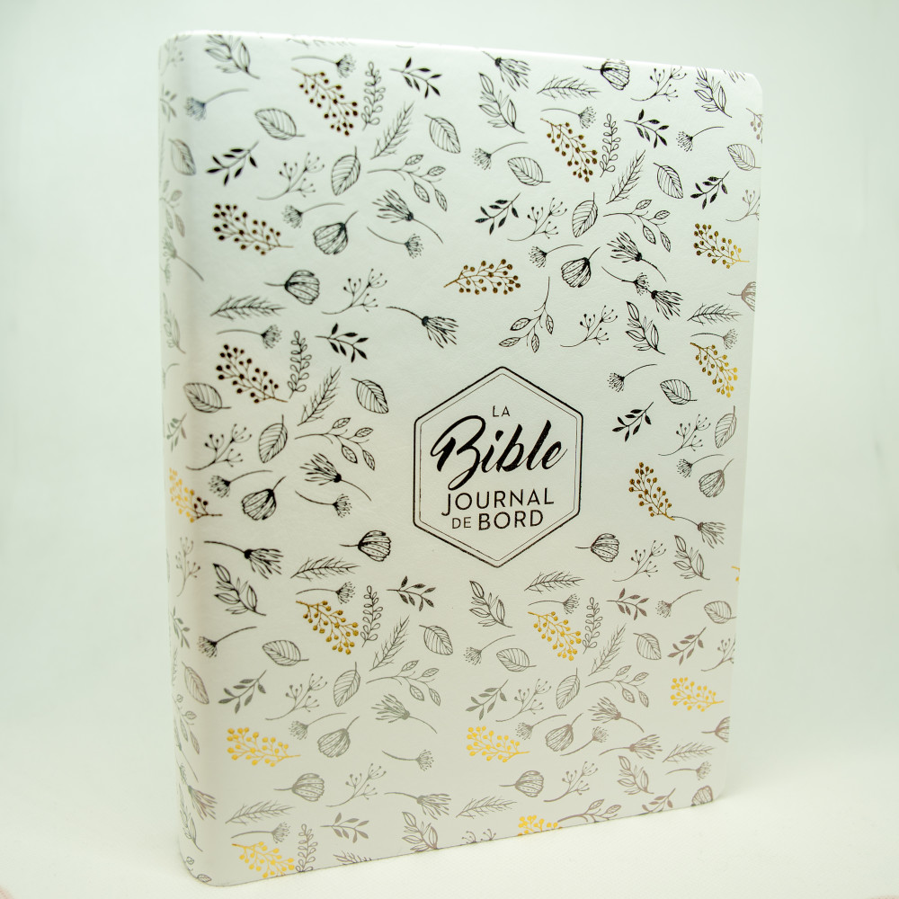 Bible SG21 Journal de bord souple Vivella blanc motifs dorés