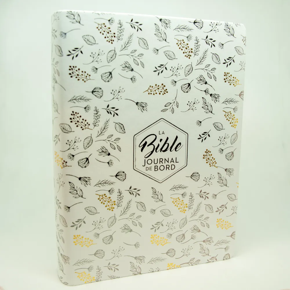 Bible SG21 Journal de bord souple Vivella blanc motifs dorés