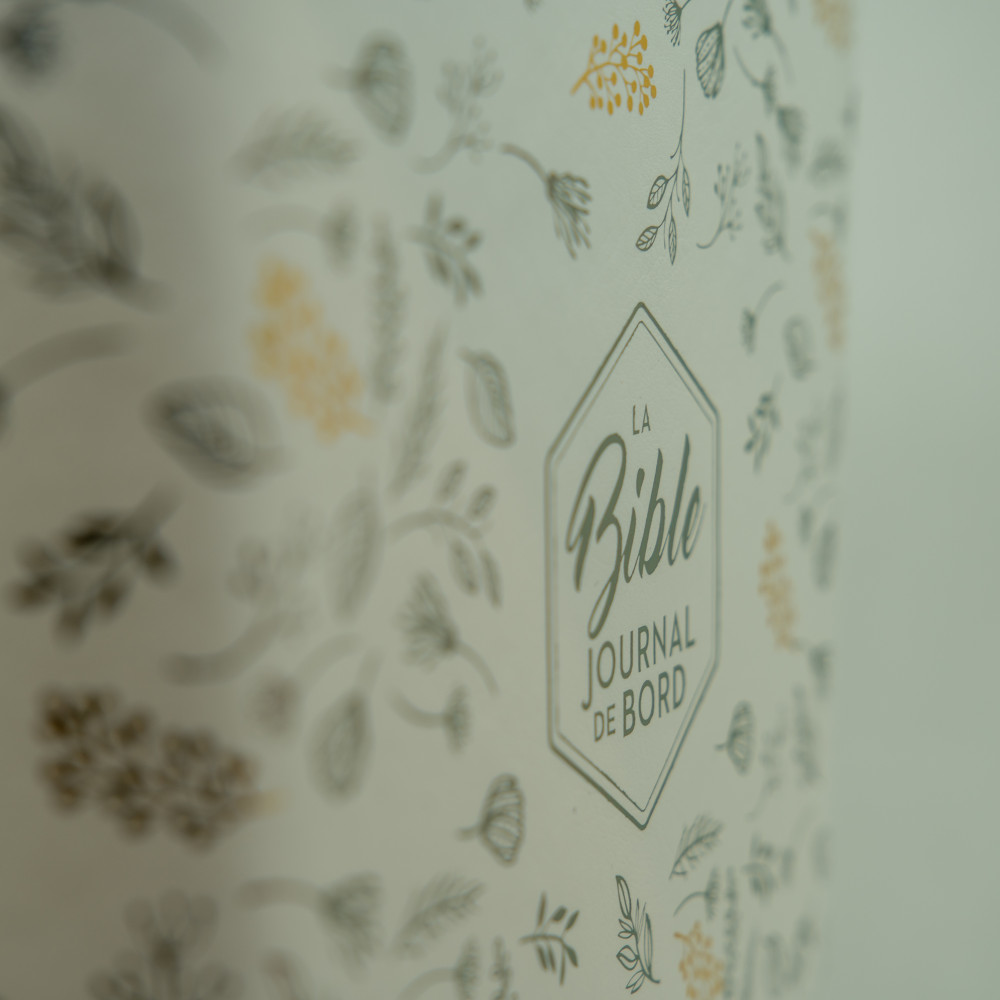 Bible SG21 Journal de bord souple Vivella blanc motifs dorés