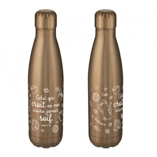 Bouteille isotherme "Celui qui croit en moi" or/rose