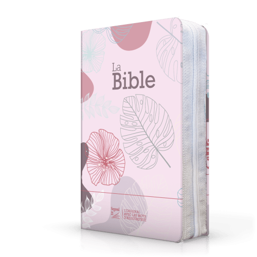 Bible SG21 souple toilée rose fleurs zip