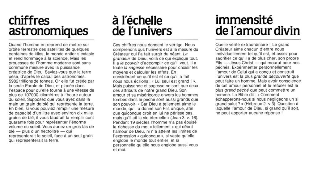 Le Créateur, sa grandeur, son amour