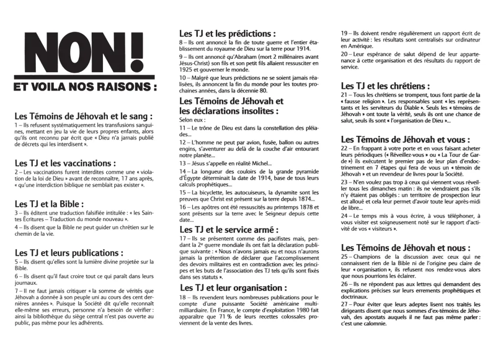 Faut-il faire confiance aux témoins de Jéhovah ?