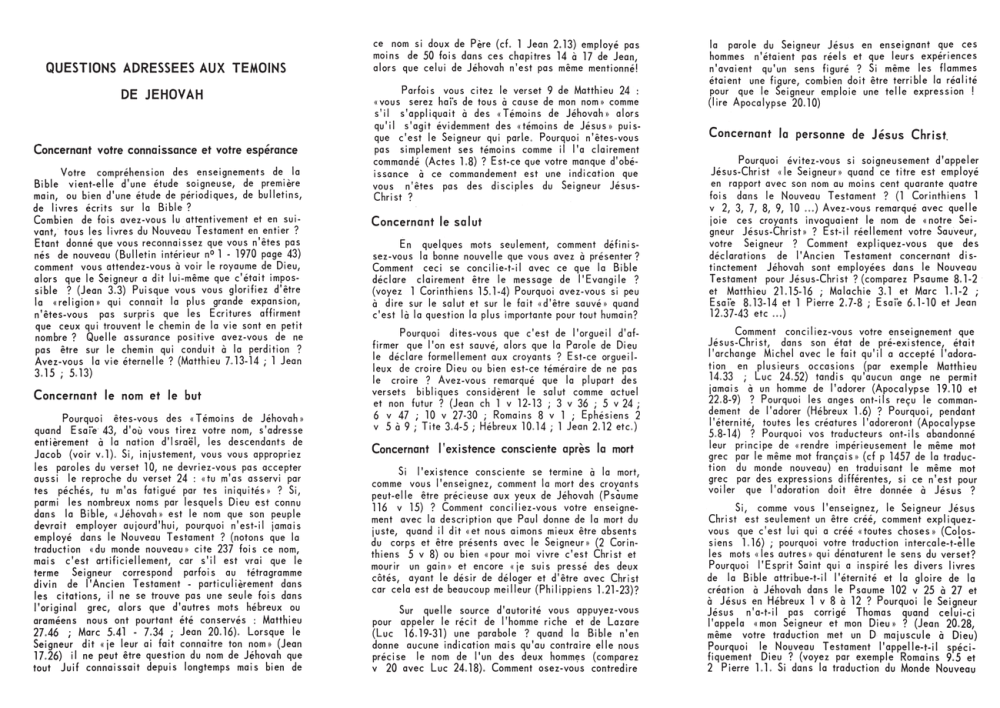 Les témoins de Jéhovah sont-ils d'accord avec la Bible ?