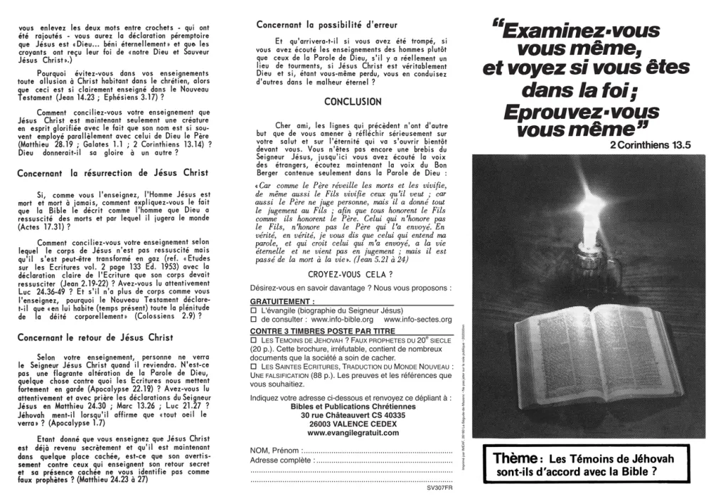 Les témoins de Jéhovah sont-ils d'accord avec la Bible ?