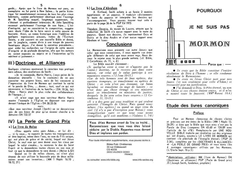 Pourquoi je ne suis pas mormon ?