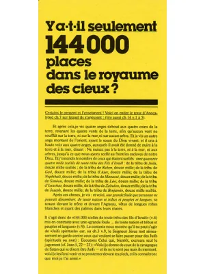 Y a t'il seulement 144000 places ?