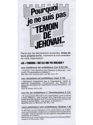 Pourquoi je ne suis pas témoin de Jéhovah ?