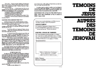 Témoins de Jésus auprès des témoins de Jéhovah ?