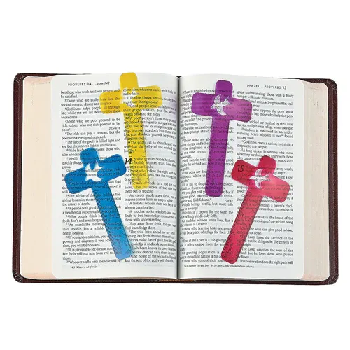 Marque-page croix couleur avec colombe