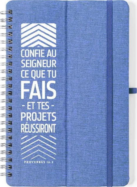 Carnet de notes bleu - Confie au Seigneur ce que tu fais... - Proverbes 16:3