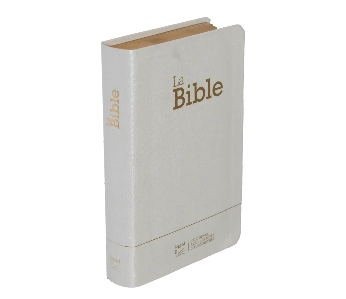 Bible SG21 souple textile blanc or onglets