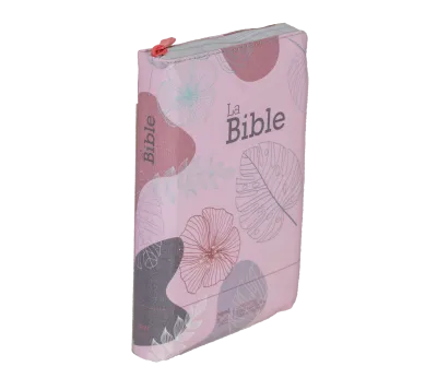 Bible SG21 souple textile rose fleurs zip