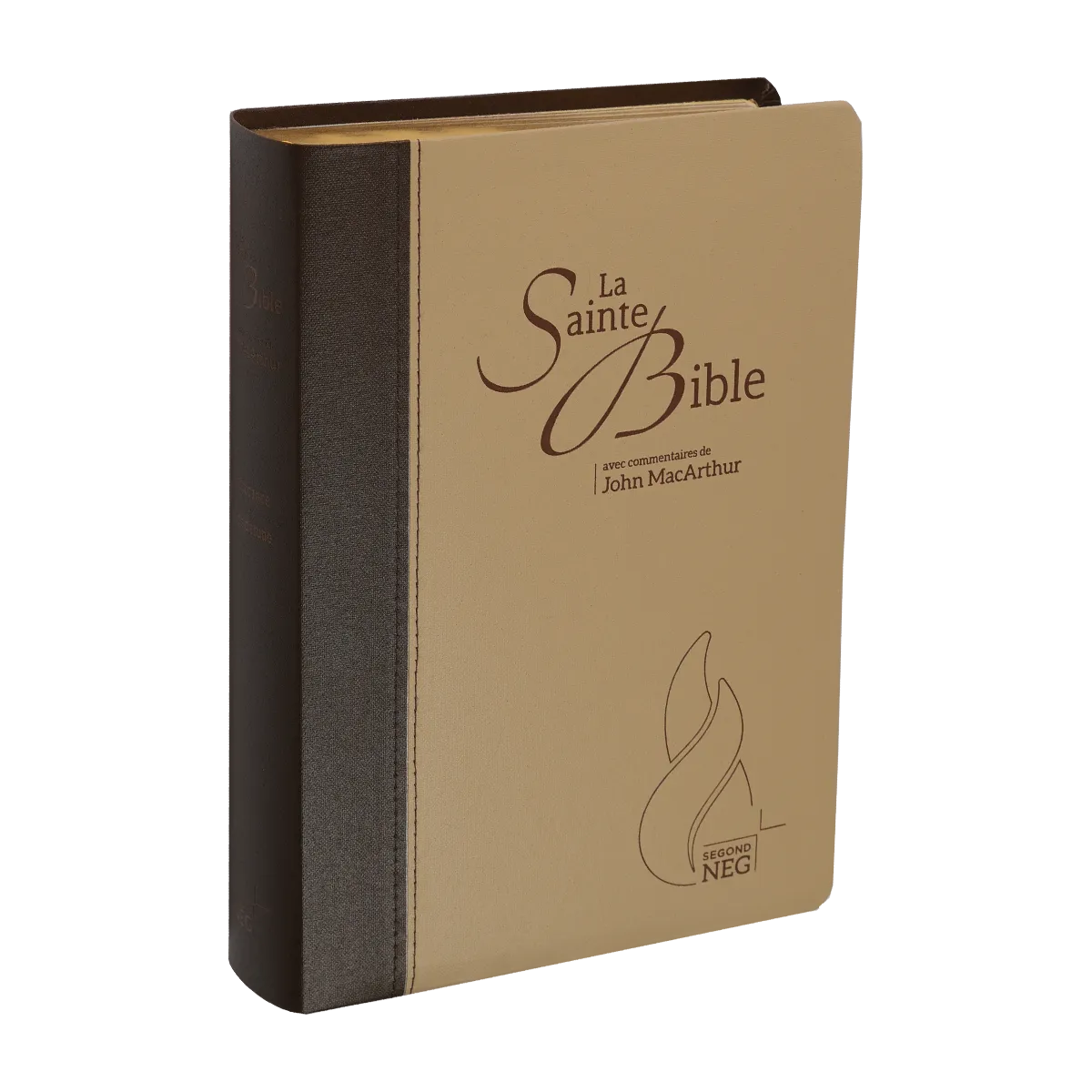 Bible NEG MacArthur souple duo marron/beige or onglets