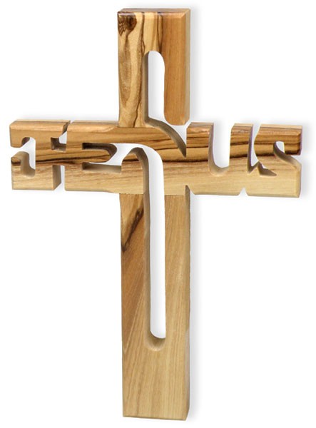 CROIX JESUS EN BOIS D'OLIVIER 10.5X15 CM 72622
