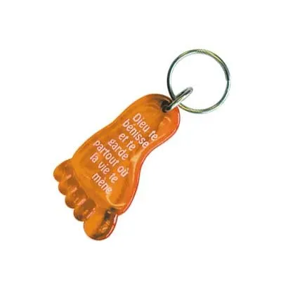 Porte-clés pied orange - Dieu te bénisse et te garde