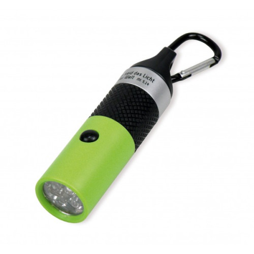 Lampe de poche LED + mousqueton vert