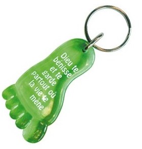 Porte-clés pied vert - Dieu te bénisse et te garde