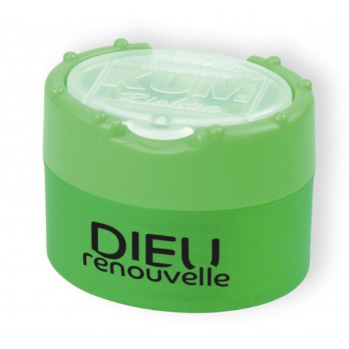 Taille-crayon "Dieu renouvelle" - Vert fluo