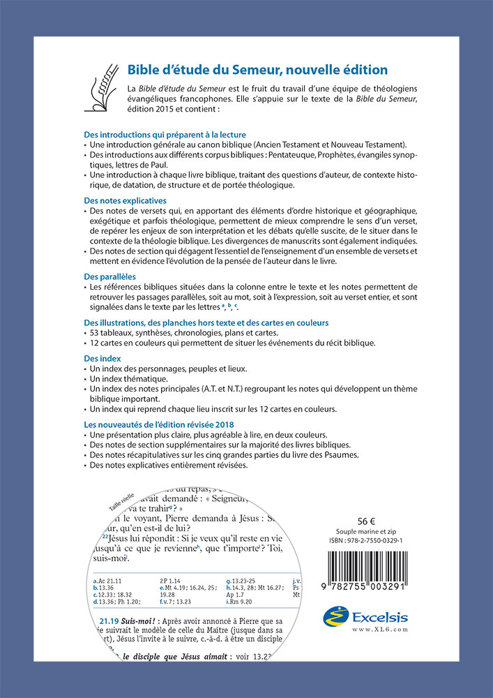 Bible Semeur Etude Bleu zip