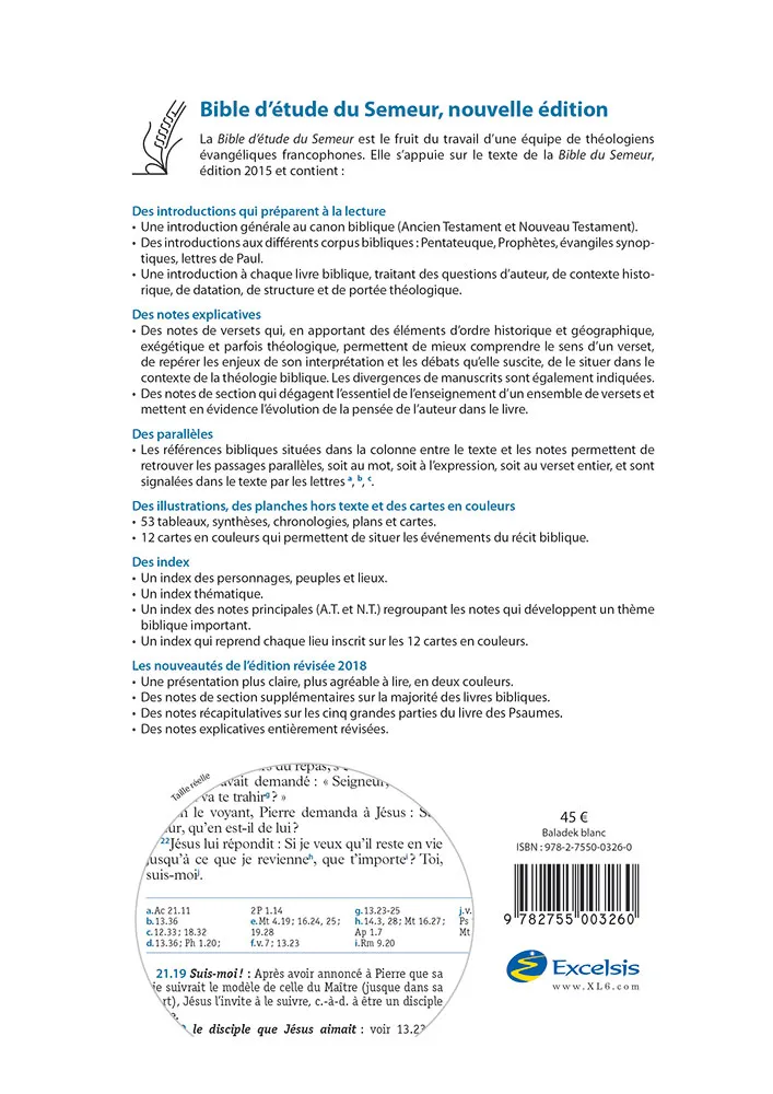 Bible Semeur Etude rigide blanc or