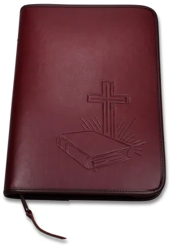 Housse M similicuir Croix/Bible rouge
