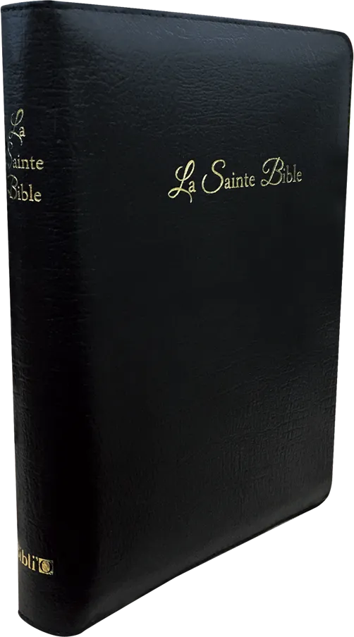 Bible Segond 1910 gros caractères cuir noir mariage zip or onglets