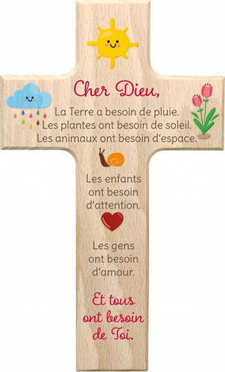 Croix en bois "Seigneur, la terre a besoin"