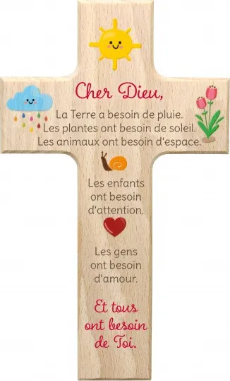Croix en bois "Seigneur, la terre a besoin"