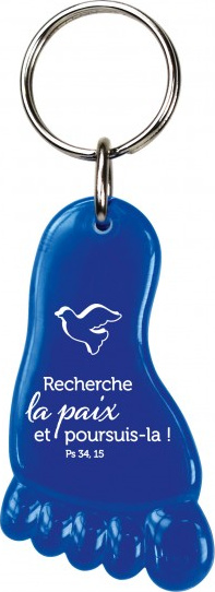 Porte-clés Pied bleu - Recherche la paix Ps 34:15