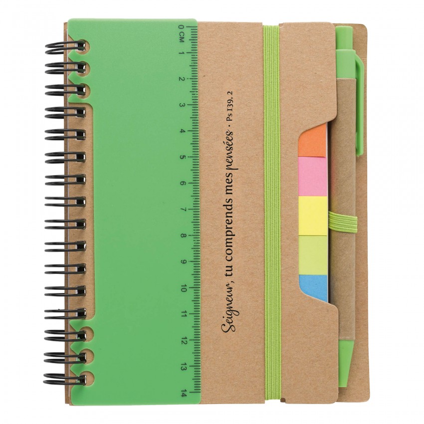 Carnet de notes vert Seigneur Tu comprends mes pensées - Ps. 139:2