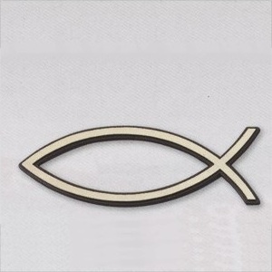 Autocollant ICHTUS relief doré petit