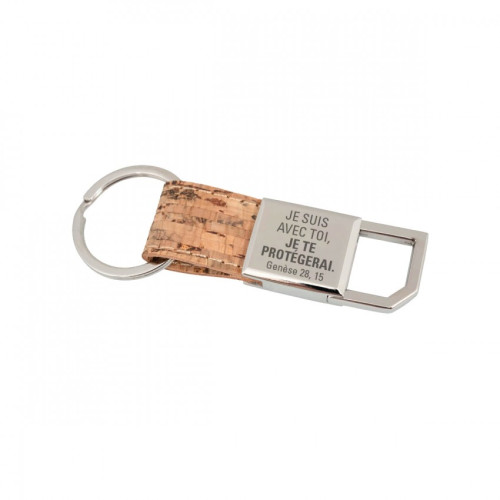 Porte-clés métal et liège - Je suis avec toi