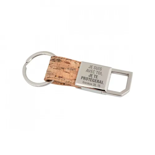 Porte-clés métal et liège - Je suis avec toi