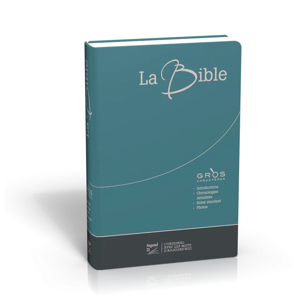 Bible SG21 gros caractères semi rigide duo bleu/gris