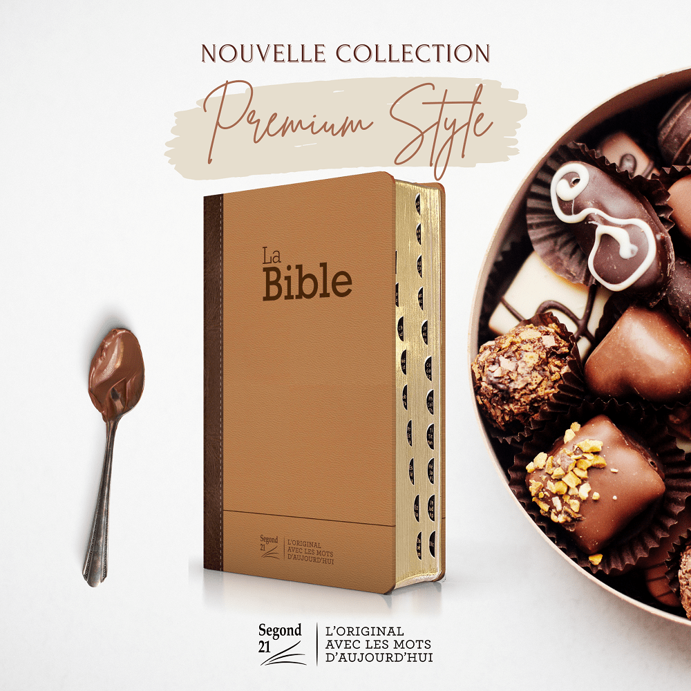Bible SG21 praliné-chocolat duo cuir rigide or onglets