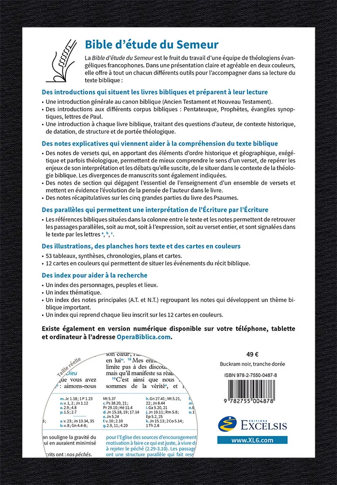 Bible Semeur Etude souple noir or