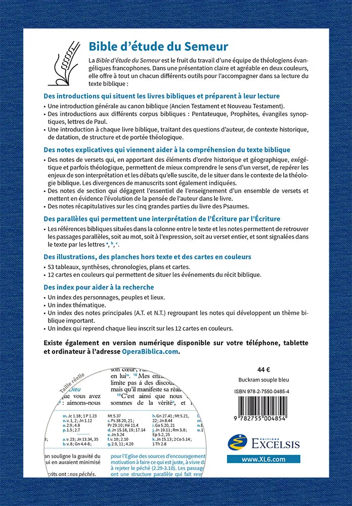 Bible Semeur Etude souple textile bleu
