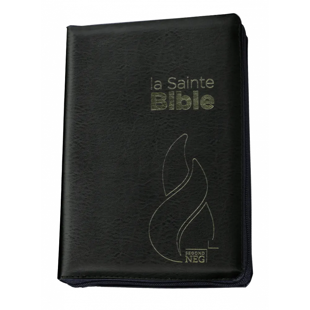 Bible NEG souple noir or onglets zip