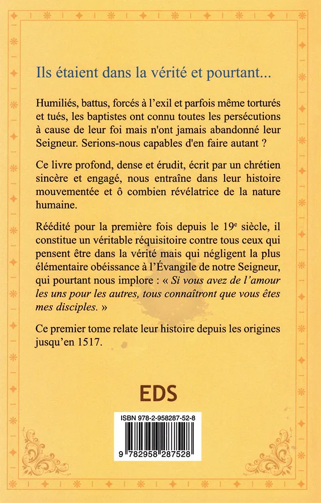 Histoire des baptistes. Tome 1